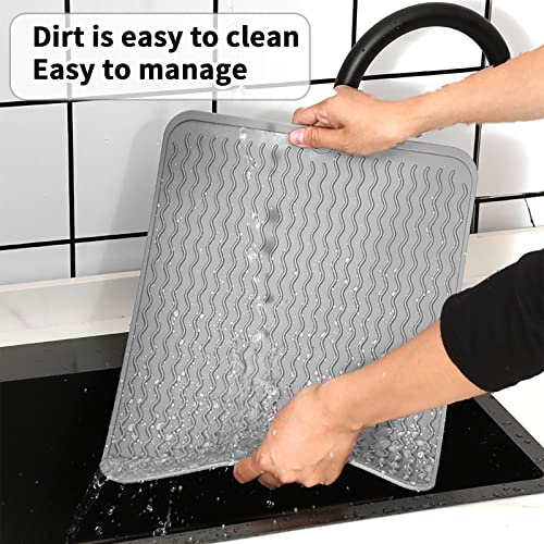 Dish Drying Mats for Kitchen Counter: Silicone Heat Resistant Quick Dry Pad for Washing Dishes, Eco Friendly Food Grade Silicone Drying Mat, Drying Mat for Coffee Machine Dish Rack