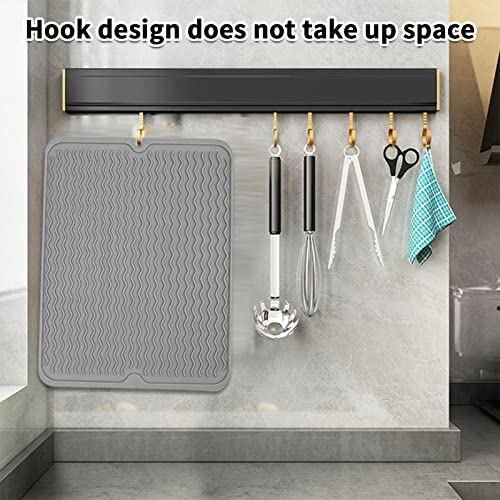 Dish Drying Mats for Kitchen Counter: Silicone Heat Resistant Quick Dry Pad for Washing Dishes, Eco Friendly Food Grade Silicone Drying Mat, Drying Mat for Coffee Machine Dish Rack