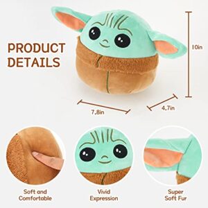 10 inch Baby Yoda Plush Baby Yoda Doll Stuffed Animal Pillow, Baby Yoda Squishmallow Plushie The Child Mandalorian Soft Plush for Kid Gifts