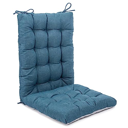 Rocking Chair Cushion Comfortable Tufted Seating Pads Non-Skid Backed Set of Cushion Back and Seat Bottom for Porch Rocker Outdoor Indoor Office Dining Chairs (24"x17" Back, 17"x17" seat, Blue)