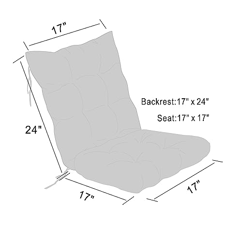 Rocking Chair Cushion Comfortable Tufted Seating Pads Non-Skid Backed Set of Cushion Back and Seat Bottom for Porch Rocker Outdoor Indoor Office Dining Chairs (24"x17" Back, 17"x17" seat, Blue)