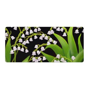 desk mat large mouse pads, lily of the flowers desk pad with stitched edges writing mat for computer laptop, office desktop & gamer keyboard 16 x 36inch