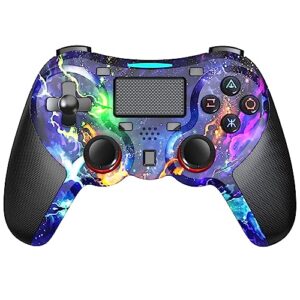 terios wireless controller compatible with ps4/pro/slim, pa4 controller with built-in speaker, advanced buttons programming, enhanced dual vibration, 14h playing time, turbo auto fire (starry sky)