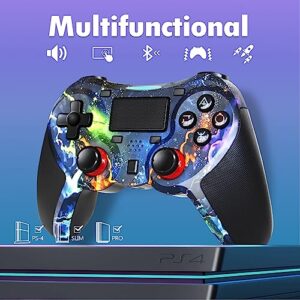 TERIOS Wireless Controller Compatible with PS4/Pro/Slim, Pa4 Controller with Built-in Speaker, Advanced Buttons Programming, Enhanced Dual Vibration, 14H Playing Time, Turbo Auto Fire (Starry Sky)