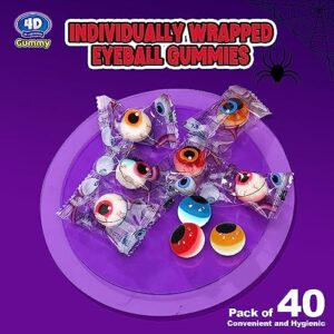 Amos 4D Gummy Eyeball Candy, Individually Wrapped Candies 3D Eyeballs Shaped, Perfect Treat for Kids Halloween Parties (40 Count)