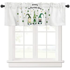 bilagawa valance curtains happy st patricks day clover dwarf gold white linen texture kitchen valance rod pocket window treatments for kitchen bathroom bedroom 42x12 inch