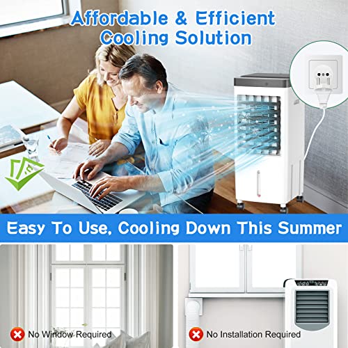 Portable Air Conditioners,3-IN-1 Air Conditioner Portable for Room, Evaporative Air Cooler with 3 Gal Tank, 3 Speeds&7H Timer, 60° Oscillation Swamp Cooler Portable AC Air Conditioner for Room/Office