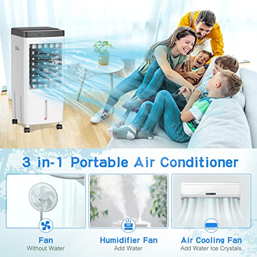 Portable Air Conditioners,3-IN-1 Air Conditioner Portable for Room, Evaporative Air Cooler with 3 Gal Tank, 3 Speeds&7H Timer, 60° Oscillation Swamp Cooler Portable AC Air Conditioner for Room/Office