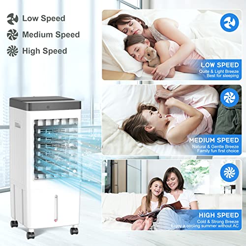 Portable Air Conditioners,3-IN-1 Air Conditioner Portable for Room, Evaporative Air Cooler with 3 Gal Tank, 3 Speeds&7H Timer, 60° Oscillation Swamp Cooler Portable AC Air Conditioner for Room/Office