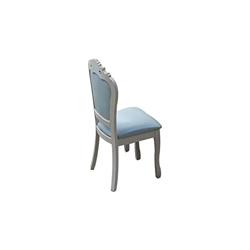 LITFAD Victorian Dining Room Table Set Stretchable Dining Table and Chairs for 6 Marble Top Wood Legs Dining Furniture Multifunctional Restaurant Table Set - 7 Piece Set White Table Light Blue Chairs