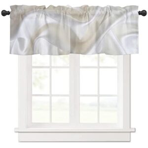 queen area rod pocket short curtain valances gold white marble window valance for living room bedroom kitchen bathroom 42"x18"