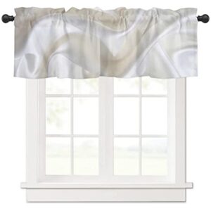 Queen Area Rod Pocket Short Curtain Valances Gold White Marble Window Valance for Living Room Bedroom Kitchen Bathroom 42"x18"