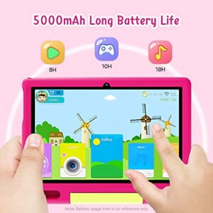 ApoloSign Kids Tablet, 10.1 Inch Android 13 Tablet for Kids, 32GB ROM with 1280 * 800 HD Screen, WiFi, Bluetooth, 5000mAh Battery, Parental Control APP, Educational Games, and Shockproof Case(Pink)