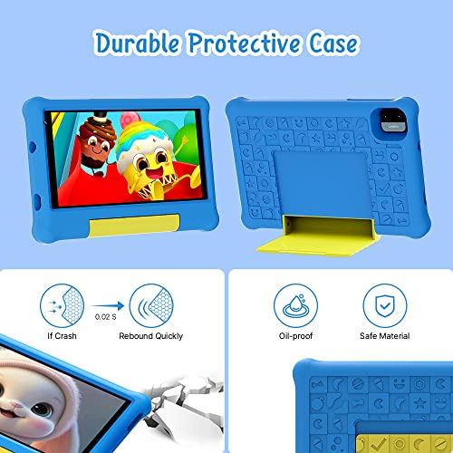 ApoloSign Kids Tablet, 7-inch Android 13 Tablet for Kids, 2GB RAM+32GB ROM with WiFi, Bluetooth, Parental Control APP, Educational Games, Dual Cameras, Shockproof Case(Blue)