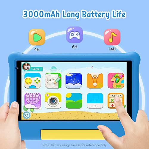 ApoloSign Kids Tablet, 7-inch Android 13 Tablet for Kids, 2GB RAM+32GB ROM with WiFi, Bluetooth, Parental Control APP, Educational Games, Dual Cameras, Shockproof Case(Blue)