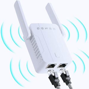 ywauou wifi extender long range 1200mbps internet booster for home with dual band (5ghz/2.4ghz), 2 ethernet port, signal extender covers up to 10,000sq. ft 45 devices for home outdoor and indoor use