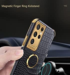 Alligator Pattern Back Ring Holder Phone case car Magnetic Four Corner Shockproof for Samsung Galaxy A71 A72 A82 A21S A02S A12 A52 A51 A32 A42 A50S A22 5G 4G Soft Back Cover(White,Samsung A71 4G)