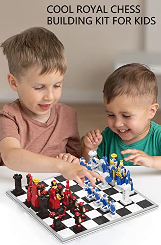 Koowants Cool Royal Chess Building Kit Themed Chess Sets for Loved One,Building Block Chess with Cute Royal Minifigures as a Great Chess Gift Ideas,Collection Chess Building Sets for Home Decor