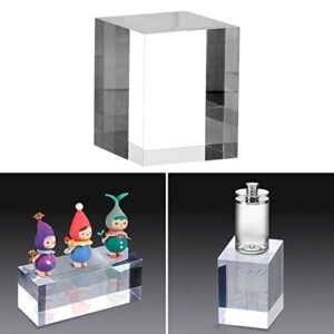 GUANLI Acrylic Square Display Block,Clear Riser Transparent Display Cases for Collectibles, Base,T Acrylic Square Display