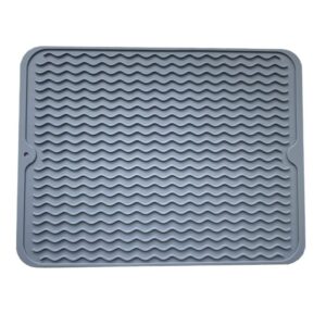 Martina Online Large 12¨x 16¨ Silicone Dish Drying Mat, kitchen, Elegant gray , Easy Clean Sink Mat Large Heat-resistant Dish Drainer Mat for Kitchen Counter, Sink