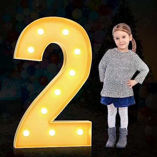 YOSWPP 3FT Large Marquee Light Up Letters Numbers Giant Mosaic Balloon Frame DIY Kit Alphanumeric Birthday Party Decor,Wedding Backdrop Decoration Anniversary Decoration Foam Board (2, 3FT)