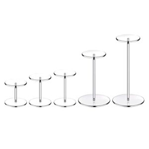 5pcs acrylic hat stand in different sizes multifunctional acrylic display riser round barbell pedestal clear acrylic stand for wig watch hat cupcake jewelry display 4.72-13.87 in height 3-3.94 in dia