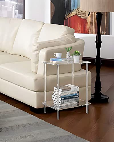 KSacry Small Acrylic Side Table for Small Spaces, 3 Tier Clear Side Table,Small Nightstand/Bedside Table/End Table for Living Room, Bedroom, Bathroom,15.75" L x 11.81" W x 20" H