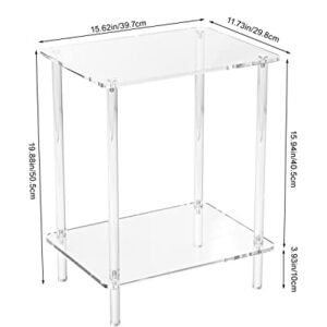 KSacry Small Acrylic Side Table for Small Spaces, 3 Tier Clear Side Table,Small Nightstand/Bedside Table/End Table for Living Room, Bedroom, Bathroom,15.75" L x 11.81" W x 20" H