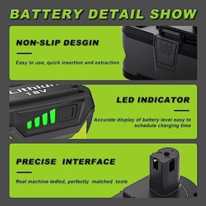 ULATI 2Pack Replacement for Ryobi Battery 18v 6.0Ah Lithium Battery Compatible with Ryobi One 18v Battery P108 P107 P105 P104 P103 P102 and Cordless Power Tool