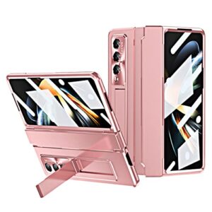 armor case for samsung galaxy z fold 3 5g with wireless charging,360 protection built-in screen protector dustproof shockproof case cover compatible with samsung galaxy z fold 3 5g(rose gold)