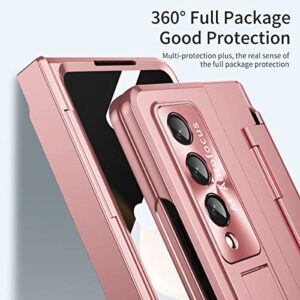 Armor Case for Samsung Galaxy Z Fold 3 5G with Wireless Charging,360 Protection Built-in Screen Protector Dustproof Shockproof Case Cover Compatible with Samsung Galaxy Z Fold 3 5G(Rose Gold)