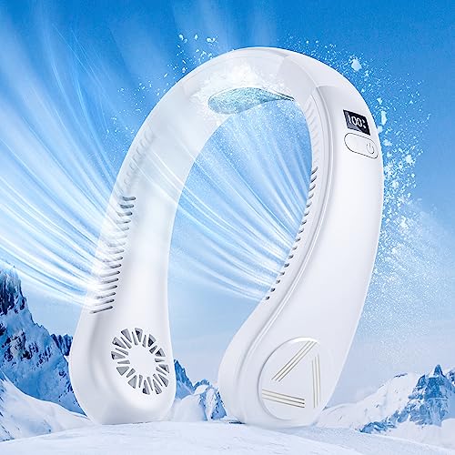 BKDRL Neck Air Conditioner Portable, Antinanco Upgraded 3 Turbo 1X Cooling Plate Portable Neck Air Conditioner Fan, 6000 mAh Neck Fans Portable Rechargeable, 3 Speeds Neck Cooler (White-J01)