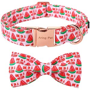 aring pet summer dog collar-pink watermelon dog collar with bow, adjustable cotton bowtie dog collar with metal buckle for small medium large girl and boy dogs