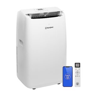 westinghouse 14,000 btu air conditioner portable for rooms up to 700 square feet, with heat mode, home dehumidifier, smart wi-fi enabled, 3-speed fan, programmable timer, remote control, window kit