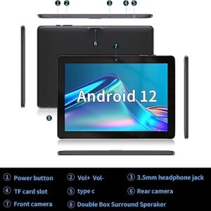 SGIN 10 inch Android Tablet with Quad-Core Processor, 2GB RAM 32GB ROM, FHD 1280 * 800 IPS，2+5MP Dual Camera, 5000mAh, WiFi, Bluetooth（Black