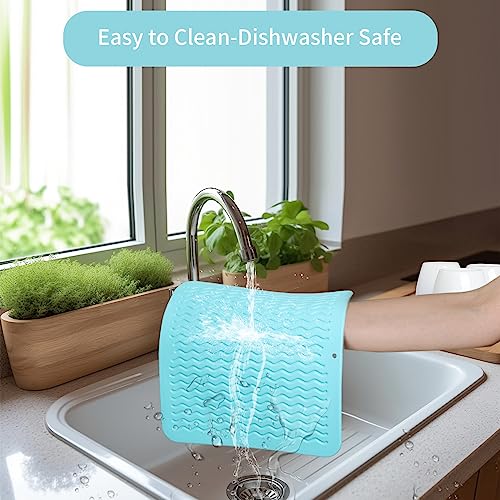 ZLR Silicone Dish Drying Mat for Kitchen Counter- Eco Friendly Food Grade Silicone Drying Mat - Easy to Clean Heat Resistant Dish Mat (Mint Green, M (12" x 12"))