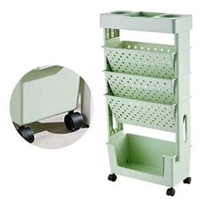 mobile bookshelf, convenient practical multilayer capacity plastic material movable bookshelf for study (green)