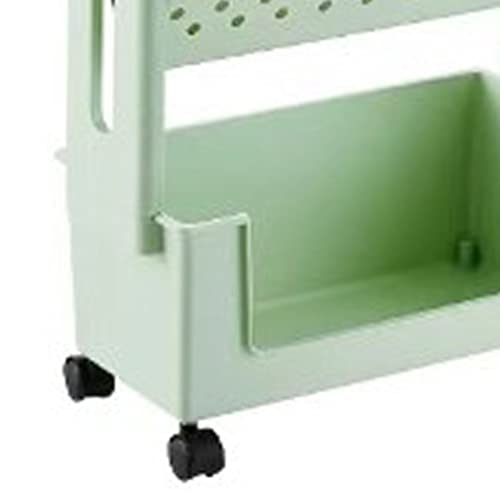 Mobile Bookshelf, Convenient Practical Multilayer Capacity Plastic Material Movable Bookshelf for Study (Green)