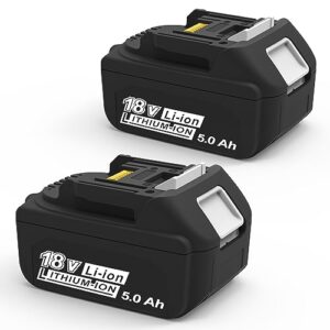 rebicacate 2packs 18v 5000mah replacement battery for makita 18v battery 5.0ah bl1830 bl1850 bl1860,compatible with 18v makita battery tools and chargers