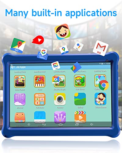 COOPERS Kids Tablet 10 inch, Android Tablets for Kids 32GB ROM 512GB Expand, Parental Control Toddler Tablet, GMS Certified, Kids Software Pre-Installed, WiFi, Dual Camera,with Shockproof Case, Blue