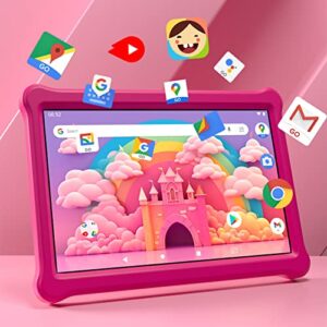 COOPERS Kids Tablet 10 inch, Android Tablets for Kids 32GB ROM 512GB Expand, Parental Control Toddler Tablet, GMS Certified, Kids Software Pre-Installed, WiFi, Dual Camera,with Shockproof Case, Red