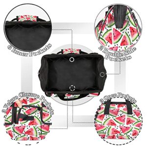 Red Pink Watermelon Tool Bag for Men Women Heavy Duty Multi-Pockets Wide Mouth Tool Tote Waterproof Tool Bag Organizer with Adjustable Shoulder Strap