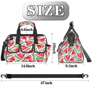 Red Pink Watermelon Tool Bag for Men Women Heavy Duty Multi-Pockets Wide Mouth Tool Tote Waterproof Tool Bag Organizer with Adjustable Shoulder Strap