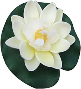 artificial floating foam lotus flower with water lilys pad ornanments, lifelikes fake lotus flowers for patio pond pool fish tank aquarium home garden wedding party special event decoration, 1pc