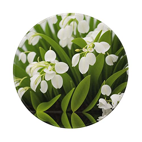 Gaming Round Lily of The Valley Flowers Mouse Pad for Computer, Thick Rubber Laptop Desk Mat,Cute Office Gift,8 Inch