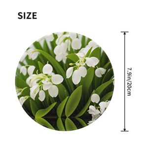 Gaming Round Lily of The Valley Flowers Mouse Pad for Computer, Thick Rubber Laptop Desk Mat,Cute Office Gift,8 Inch