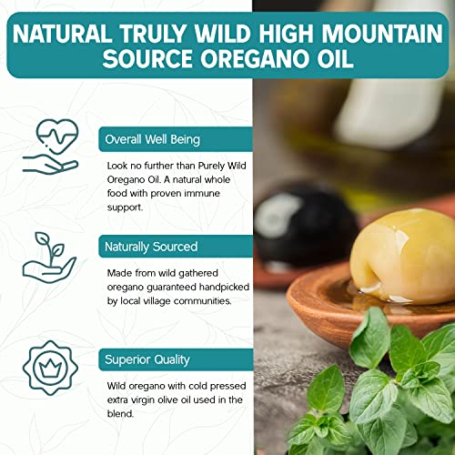 PURELY WILD Oregano Oil from Mediterranean Sources - Dr Cass Ingram’s Original Strength Immune Support Formula Oil of Oregano - Non GMO Wild Oregano Organic Oil 432 Total Servings - 1 fl oz