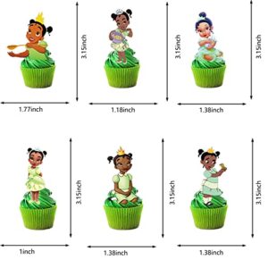 48Pcs Tiana Cake Cupcake Decoration Supplies Cupcake Topper for Kids Birthday Party