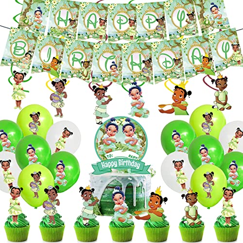 48Pcs Tiana Cake Cupcake Decoration Supplies Cupcake Topper for Kids Birthday Party