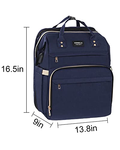 Xinsilu Diaper Bag Backpack for Boys & Girls Diaper Backpack Registry Search Newborn Blue